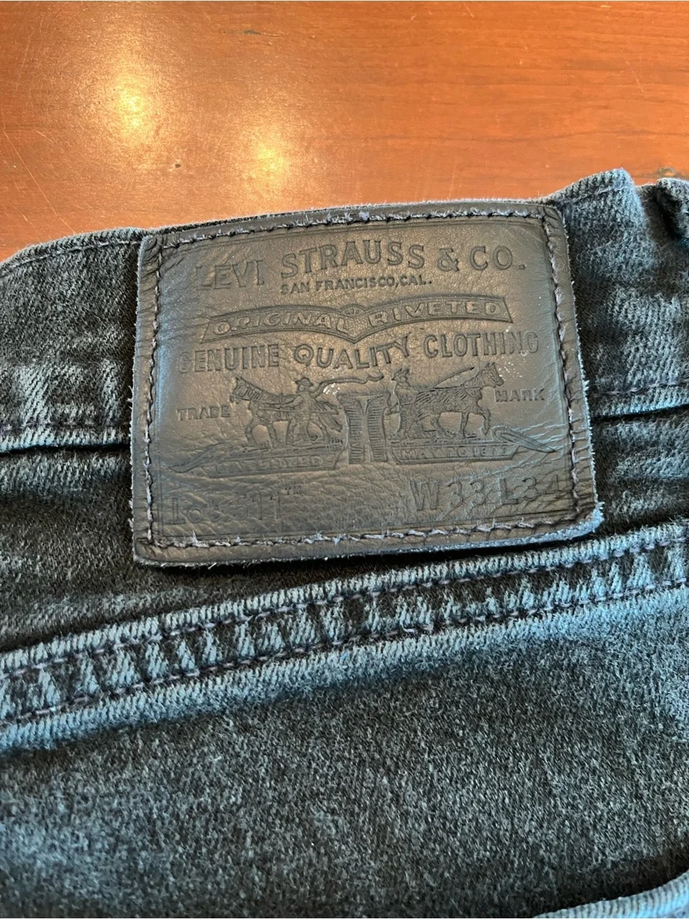 Levi's 511 Slim Fit Black Jean Waterless Men's Denim W33 L34